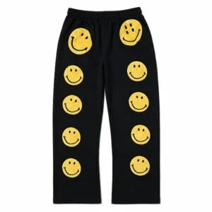 Kapital smiley face sweatpants in premium cotton with relaxed fit for USA streetwear fashion.